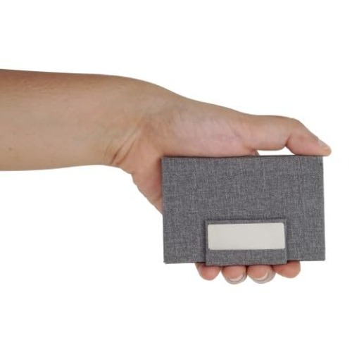 Professional Grey Fabric Finish Card Holder with Metal Branding Plate (SS-713)