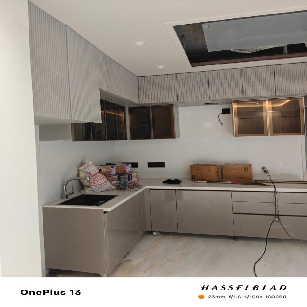 Plywood L Shape Modular Kitchen