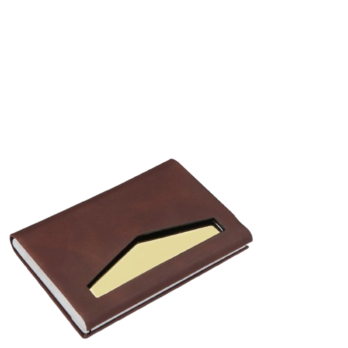 PU Leather Visiting Card Holder with Gold Metal Plate (SS-716)