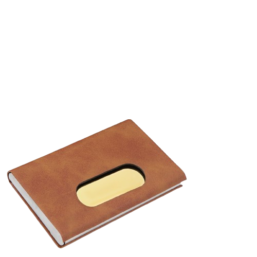 Tan Brown Leatherette Business Card Holder With Magnetic Closure (SS-715)