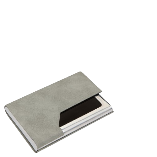 Grey Suede-Finish Leatherette and Metal Visiting Card Holder (SS-718)