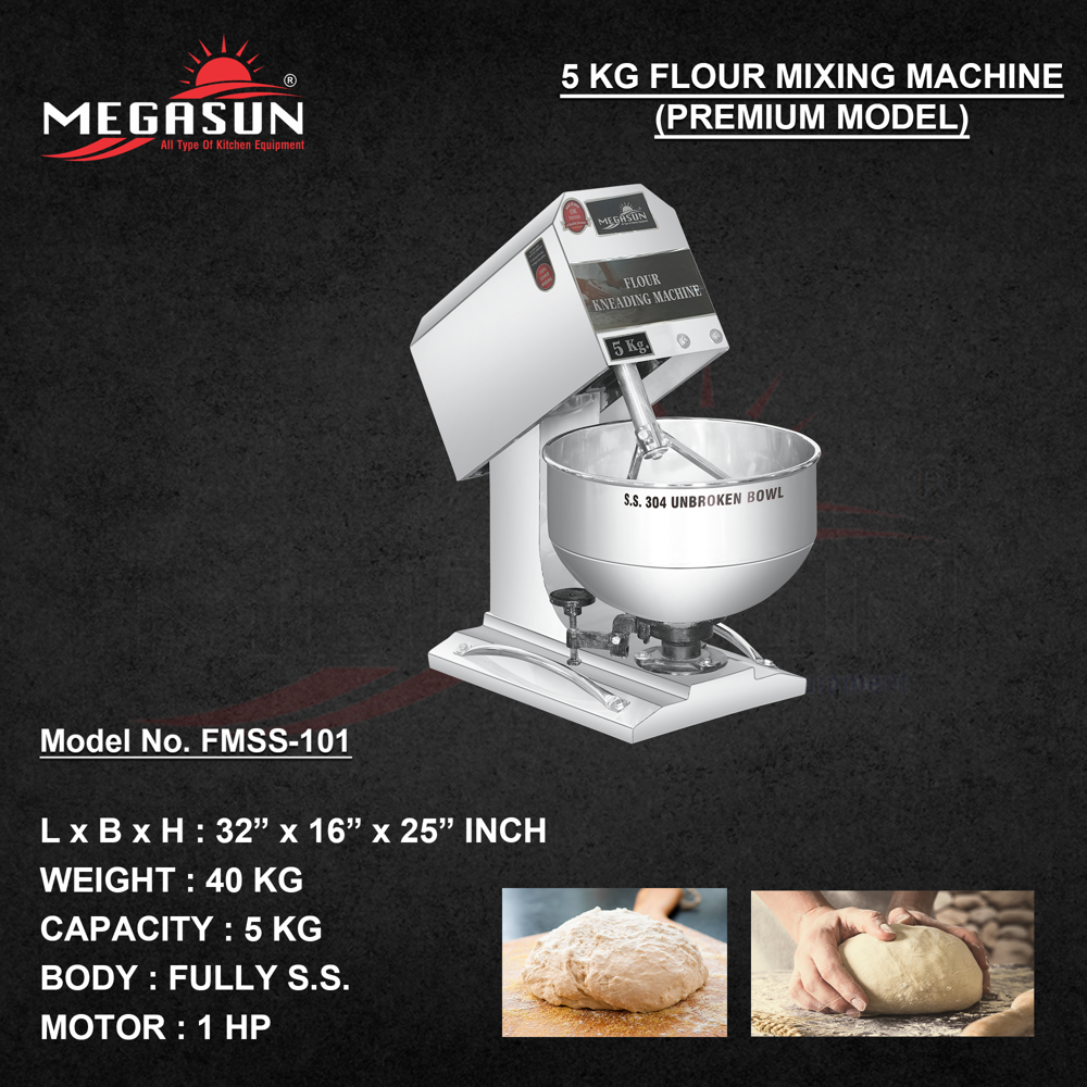 SS 5 Kg Flour Mixing Machine SS Full Body Bowl Type