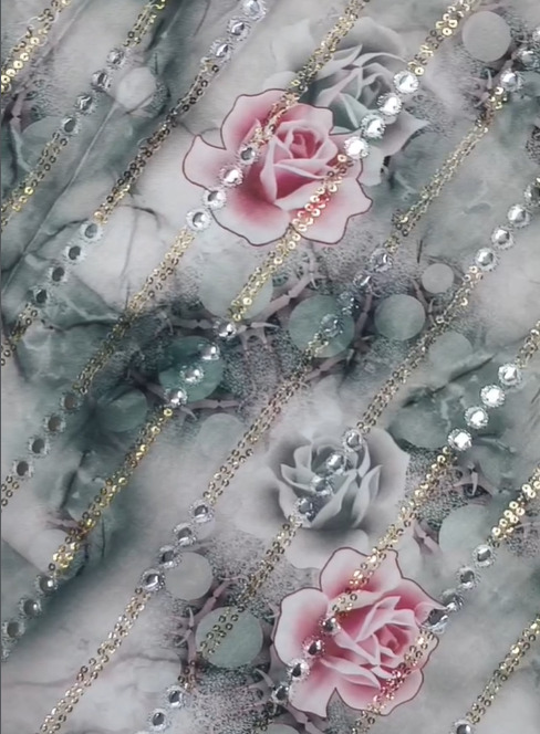 Natural Crepe Position Print Fabric