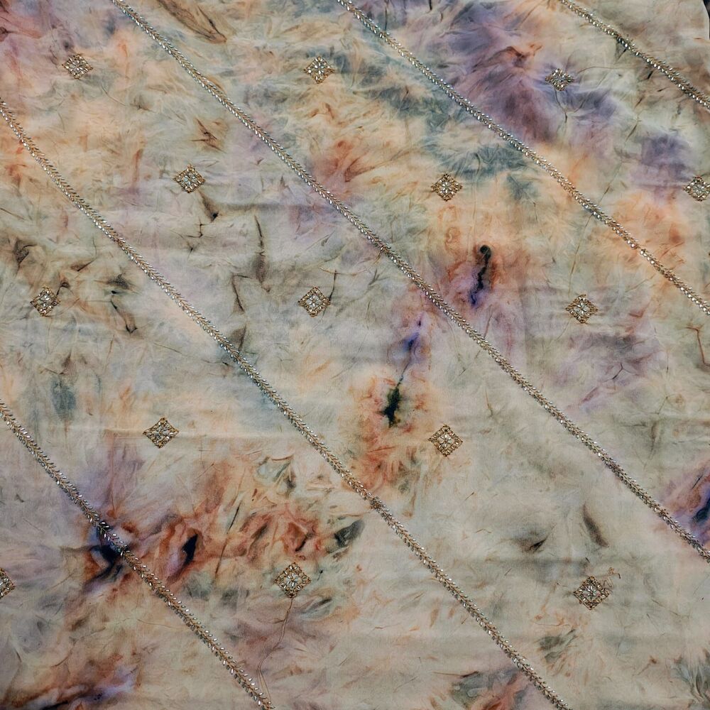 Muslin shimmmer Digital Print Fabric with stone