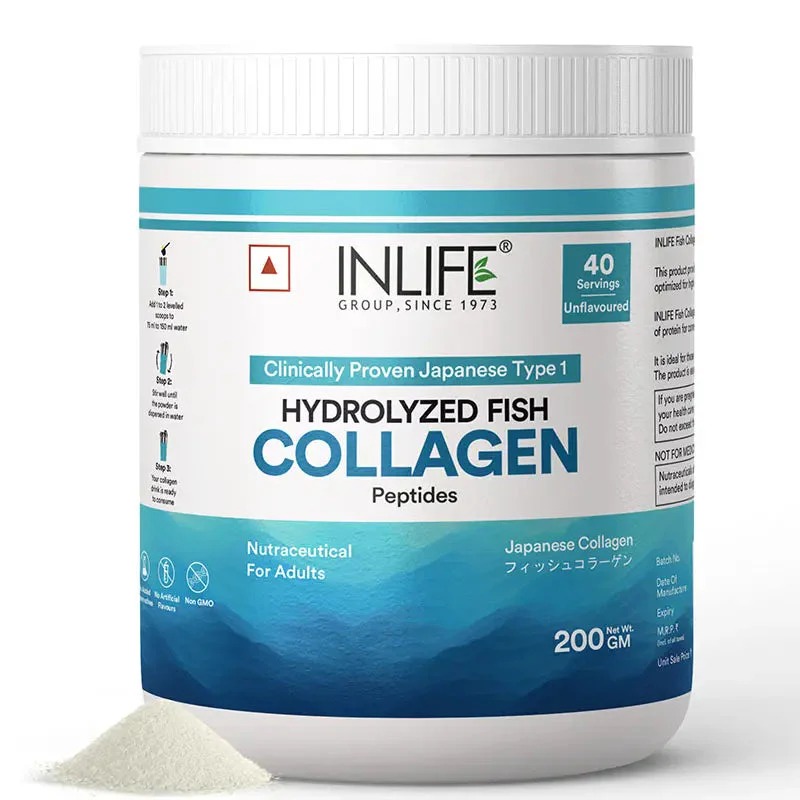 Inlife Hydrolyzed Fish Collagen Peptides Powder | 200g Unflavored