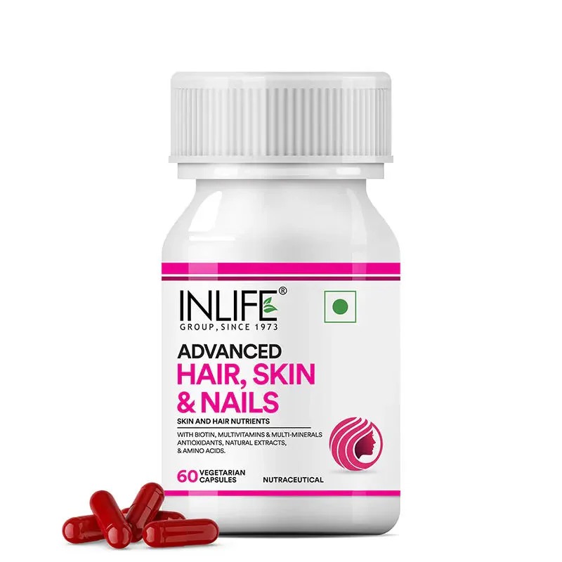 Inlife Advanced Hair, Skin & Nails Supplement | 60 Veg. Capsules