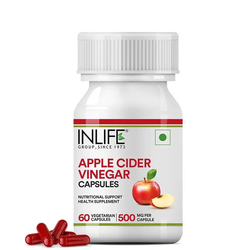 Inlife Apple Cider Vinegar Supplement, 500mg | 60 Vegetarian Capsules