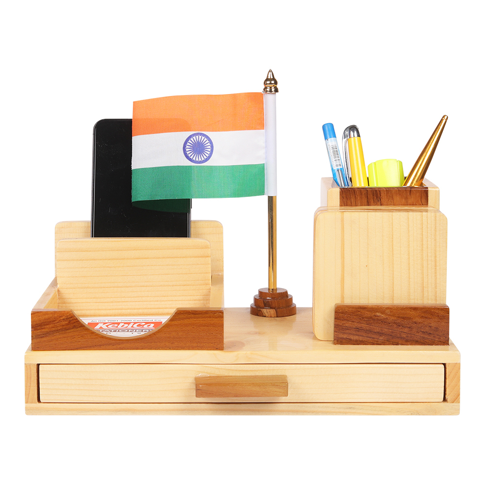 Flag-1400 Wooden Pen Stand - Material: Wood
