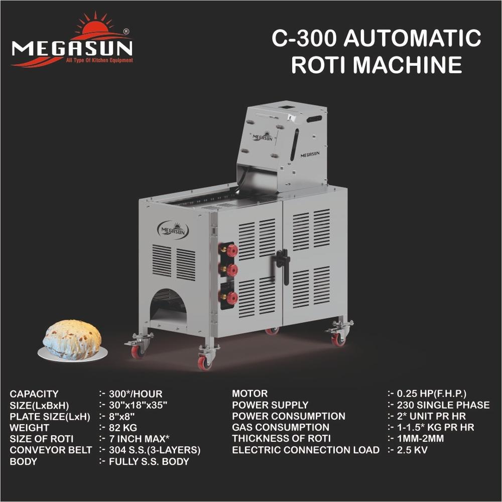 300 Chapati Making Machine Conveyor - Color: Silver