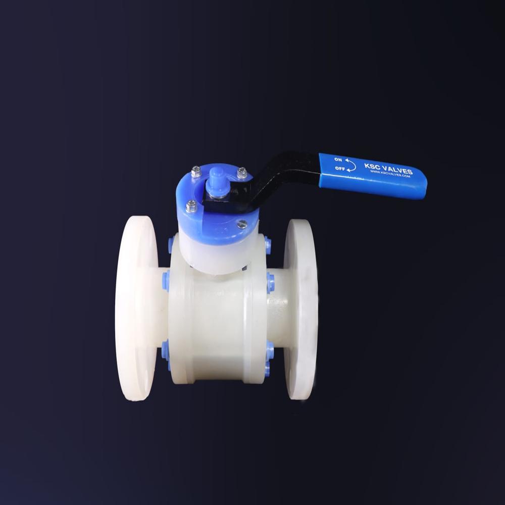 KSC MAKE PP Ball Valve - Polypropylene, 15-100mm, White/Grey | Threaded/Flanged, Class VI Seal, EPDM/PTFE Gaskets