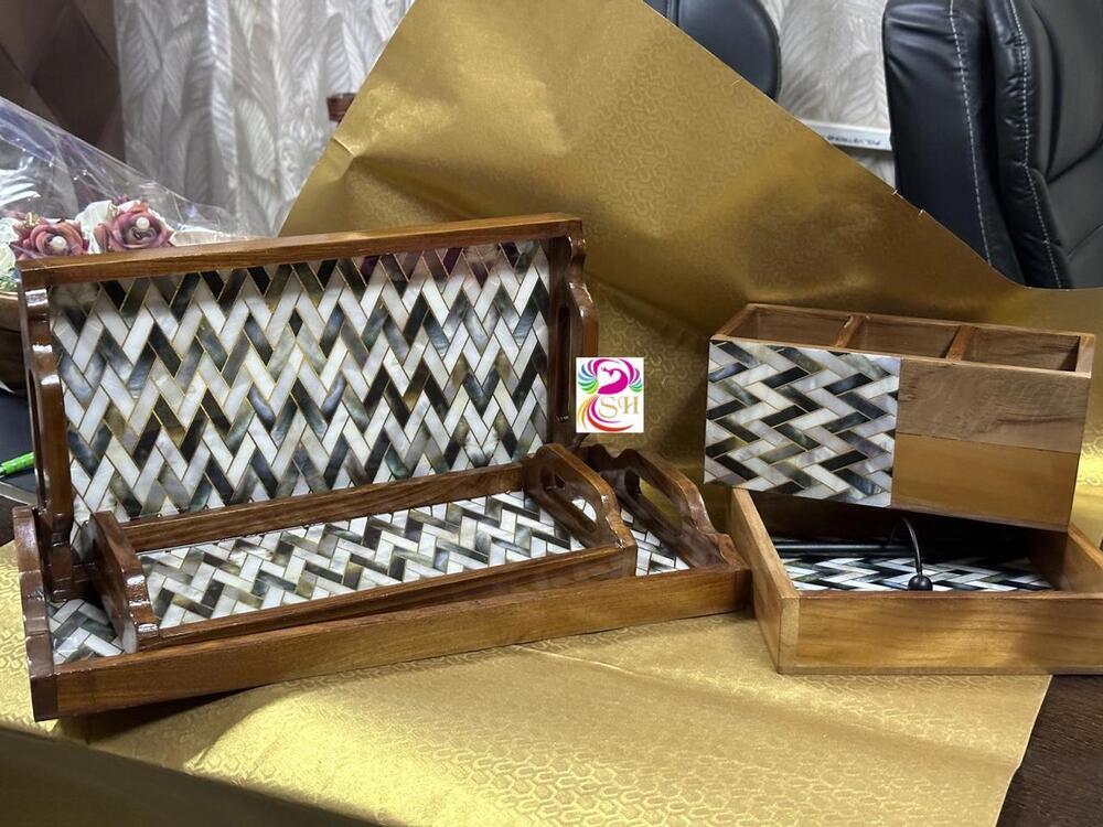 Wooden Dining Combo Set With Meena Work