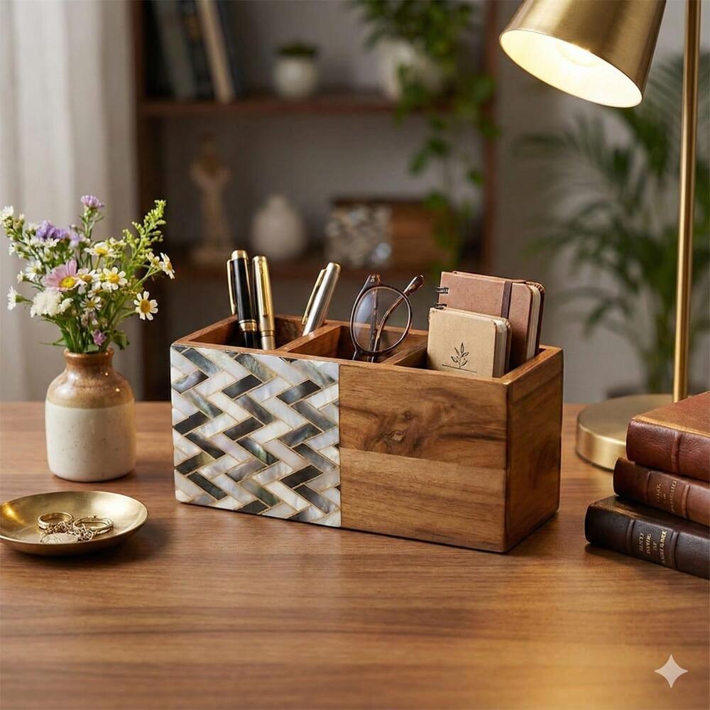 Wooden Gold Foil Print With Meena Work