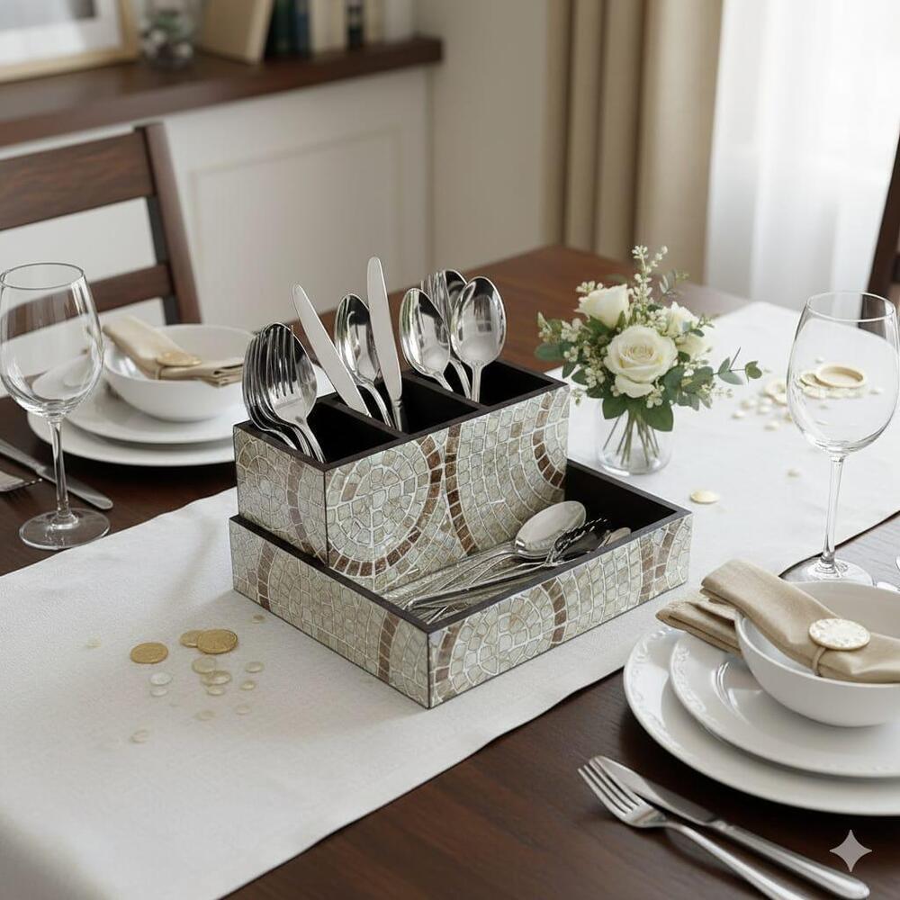Wooden Meena Cutlery Organiser