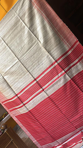 Traditional Tussar Ghicha Striped Pallu Silk Saree