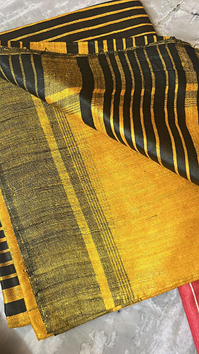 Traditional Tussar Ghicha Striped Pallu Silk Saree