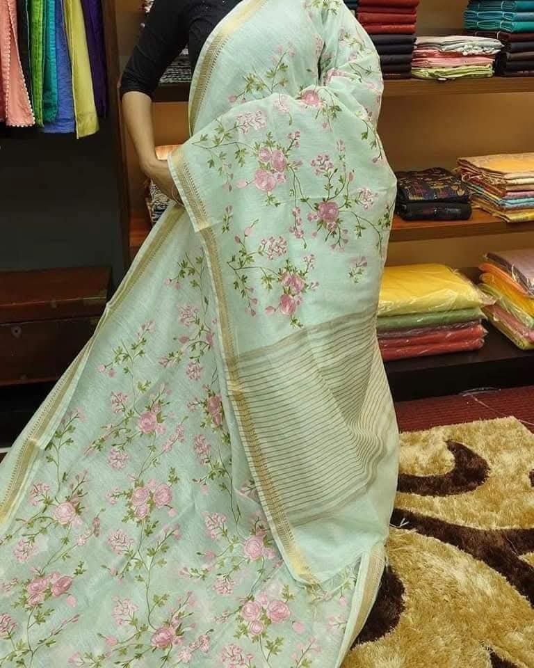 Pure Linen Banarasi Silk saree