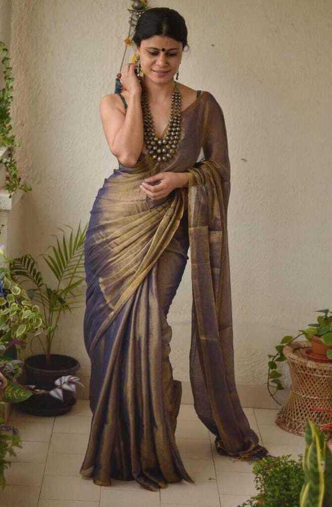 Pure Tissue Linen Saree