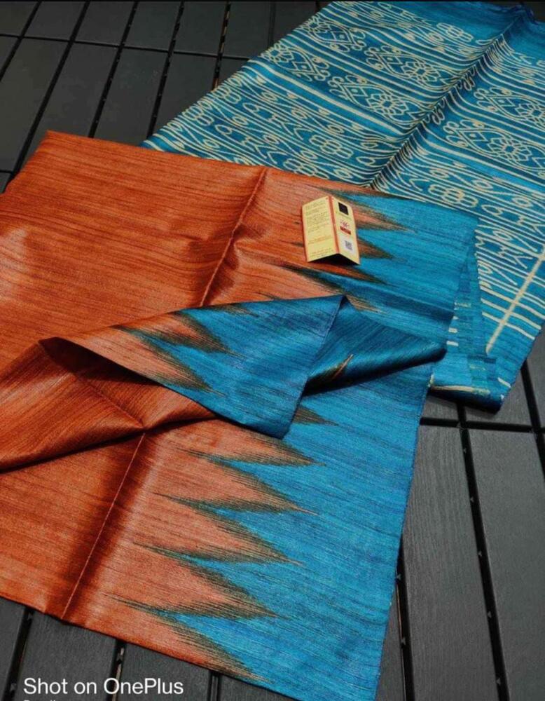 Pure Tussar Ghicha block printed saree