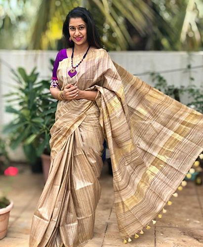 Pure Tussar Giccha Silk Saree - Color: Different Availaibility