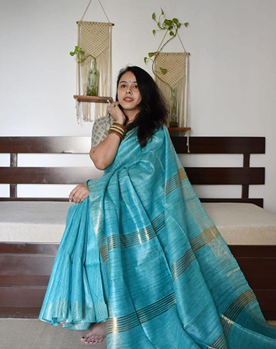 Pure Tussar Giccha Silk Saree - Color: Different Availaibility