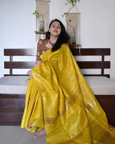 Pure Tussar Giccha Silk Saree - Color: Different Availaibility