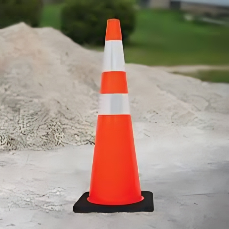 Traffic Cone - Pvc Material, Various Heights And Widths , High Impact Resistance, Flexible Design, Highly Visible Red And White Color