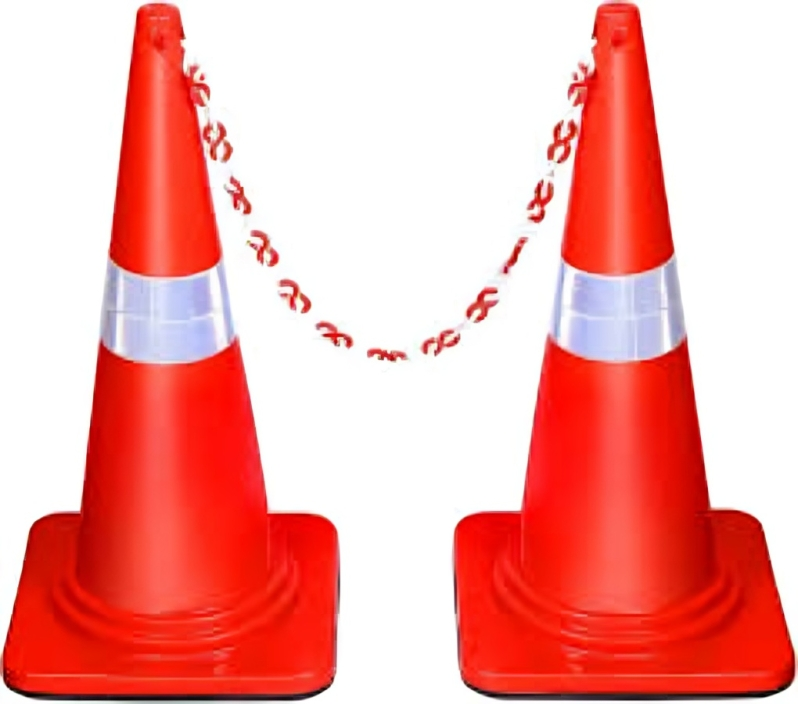 Traffic Cone - Pvc Material, Various Heights And Widths , High Impact Resistance, Flexible Design, Highly Visible Red And White Color