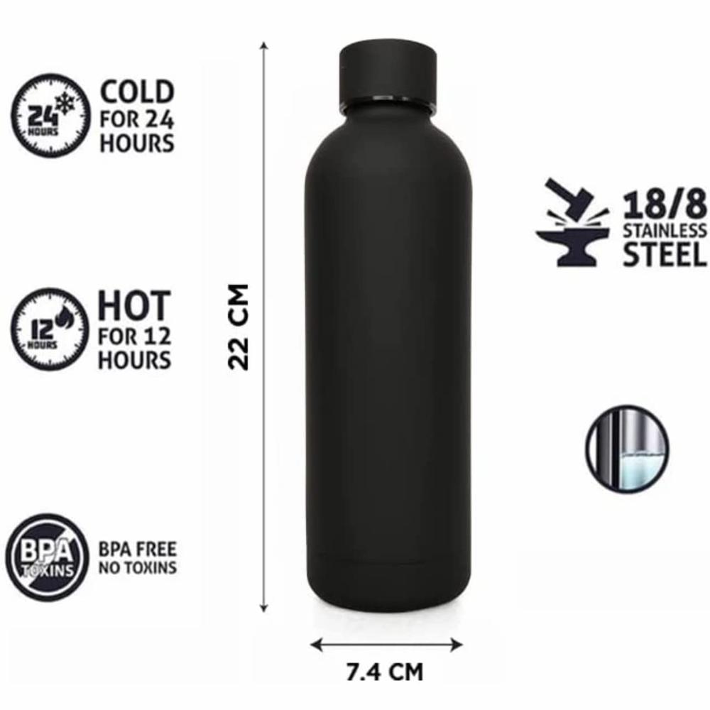 (SS-112) Matte Finish Black Elegant Touch Coating Insulated Vacuum Stainless Steel Flask