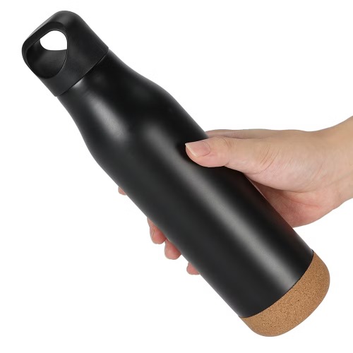 (SS-113) Double Walled Vaccum Metal Bottle With Cork Base