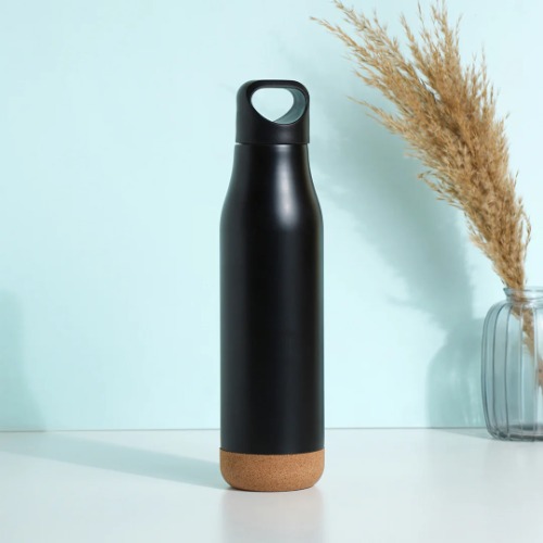 (SS-113) Double Walled Vaccum Metal Bottle With Cork Base