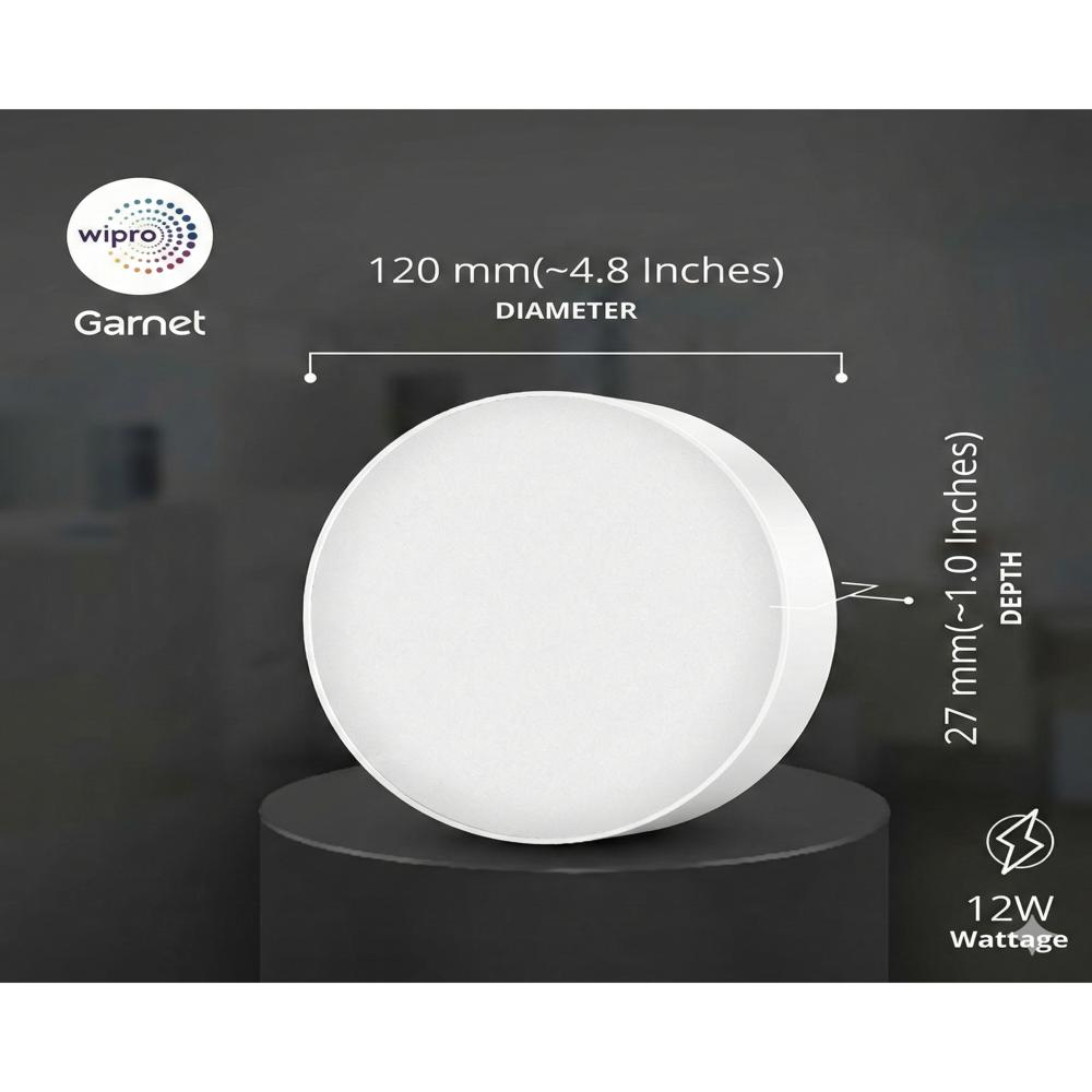 Wipro Garnet 12w Rimless Round Led Surface Panel - Application: Modern Homes
