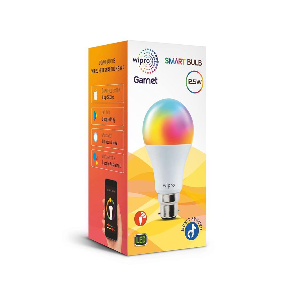  Wipro B22 12.5W Wi-Fi Smart LED Bulb with Music Sync for Amazon Alexa & Google Assistant 