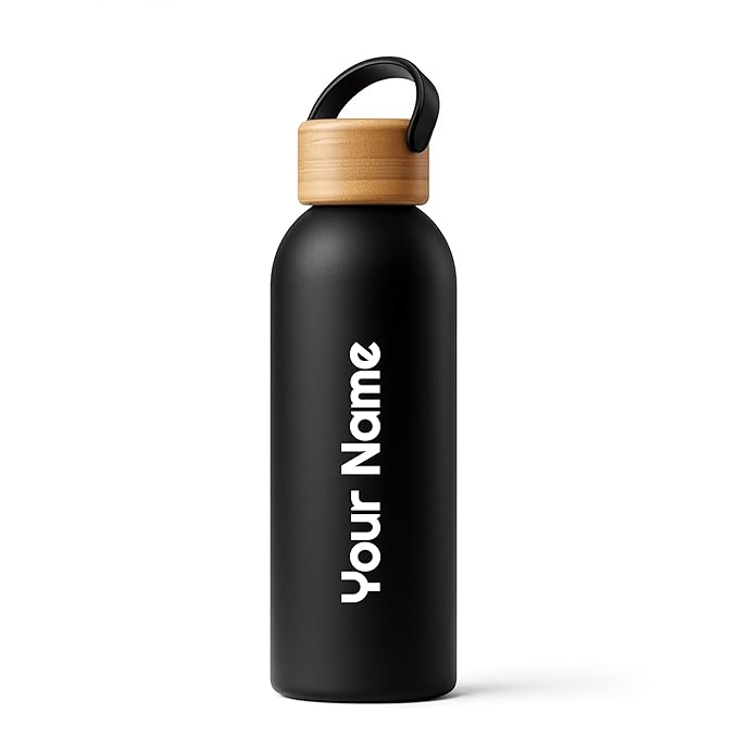 (SS-115) Insulated Stainless Steel Water Bottle with Natural Wooden Lid
