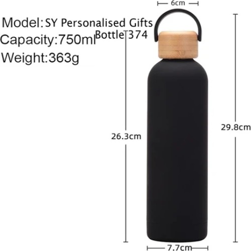 (SS-115) Insulated Stainless Steel Water Bottle with Natural Wooden Lid