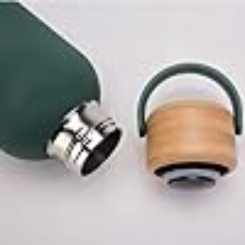 (SS-115) Insulated Stainless Steel Water Bottle with Natural Wooden Lid