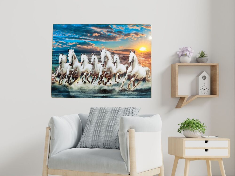 7 HORSE RESIN ART FRAME