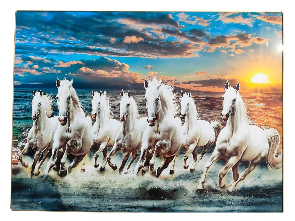 7 HORSE RESIN ART FRAME
