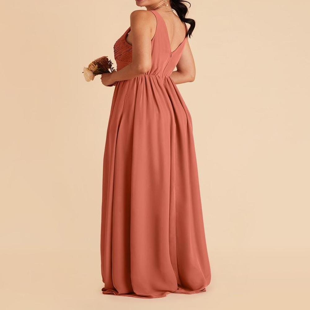 Womens Peach Sleeveless VNeck Maxi Dress