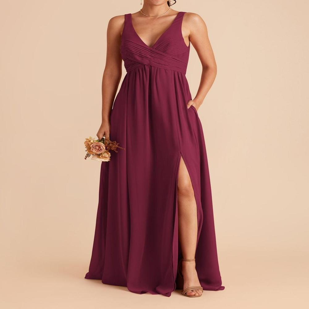 Womens Peach Sleeveless VNeck Maxi Dress