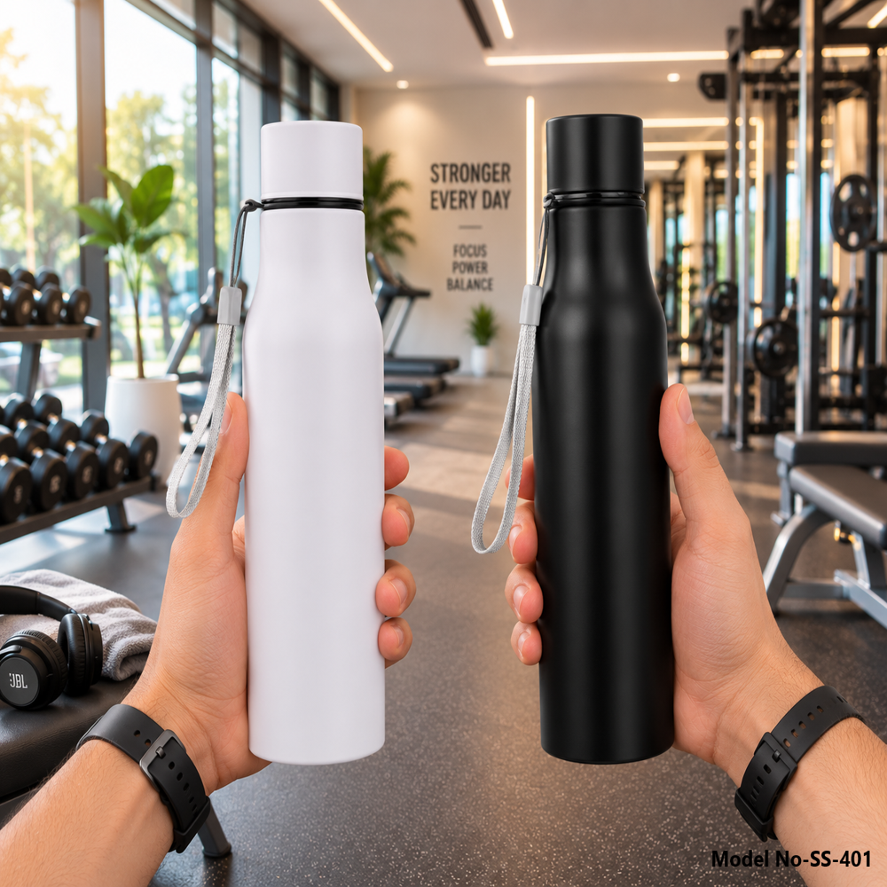 Premium Stainless Steel Vacuum Insulated Sports Water Bottle With Carry Strap (Ss-401) - Capacity: 750 Milliliter (Ml)