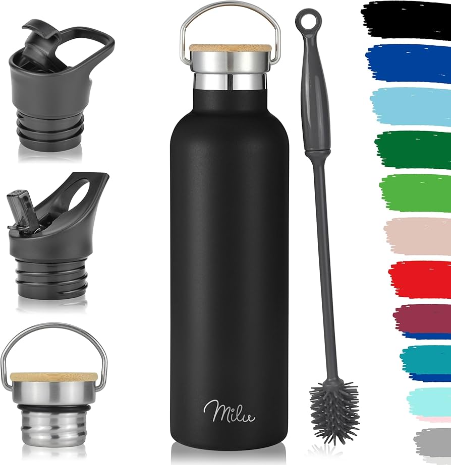 (SS-406) Modern Stainless Steel Bottle with Bamboo Lid Leak Proof