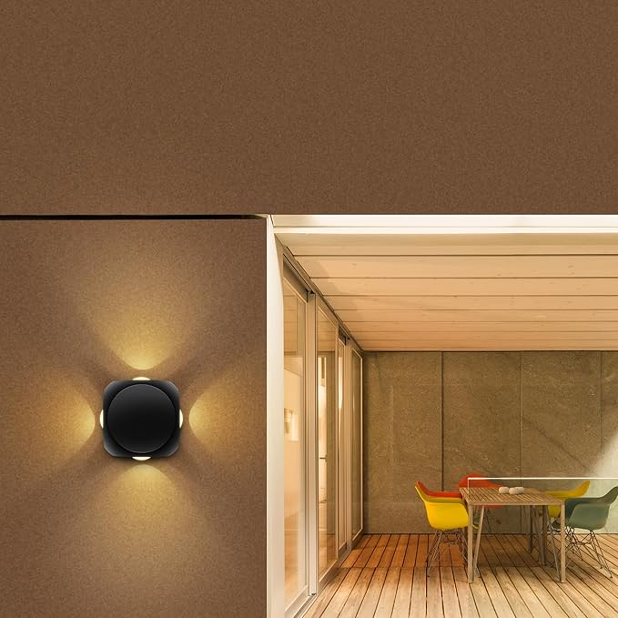 Garnet 12 Watt 4 Ray Round Outdoor Wall Light for Home | 4 x 3W| IP65 LED Wall Light | Warm White, Yellow 2700K | Aluminium Housing 