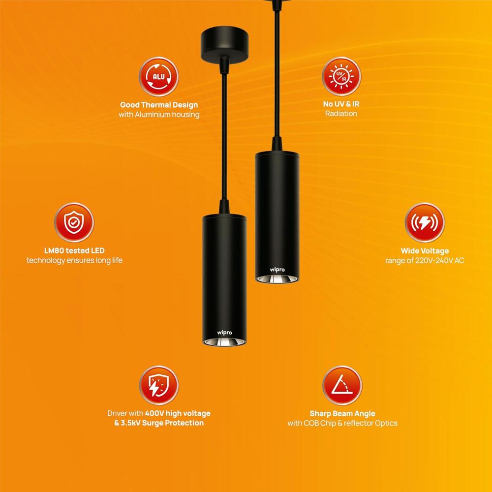 Garnet Pendant Light - Aluminium Housing, 73mm Size | Antiglare Design, 12w Led, 2700k-4000k Color Temperature