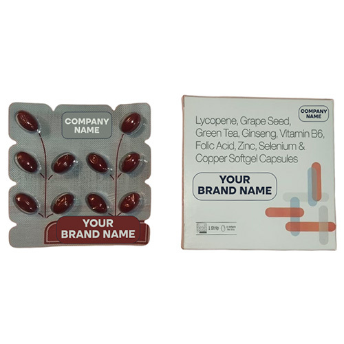 Lycopene Grape Seed Green Tea Ginseng Vitamin B6 Folic Acid Zinc Selenium And Copper Softgel Capsules