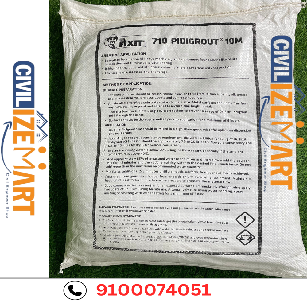 DR.FIXIT PIDIGROUT 10M CEMENTITIOUS GROUT (50KG) - GREY,NON-SHRINK,HIGH EARLY STRENGTH FLOWABLE