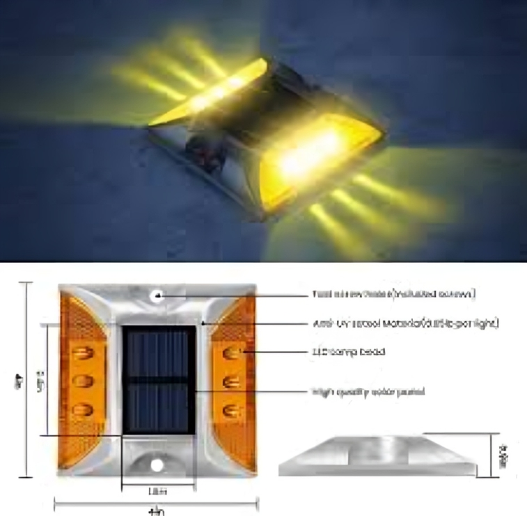 Solar Road Stud - Color: Yellow And Silver