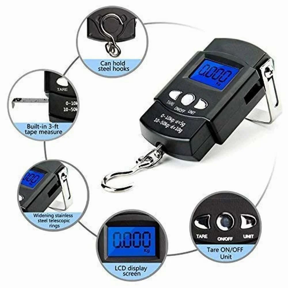 Portable Digital Hanging Scale (50 KG Capacity, Battery Powered)