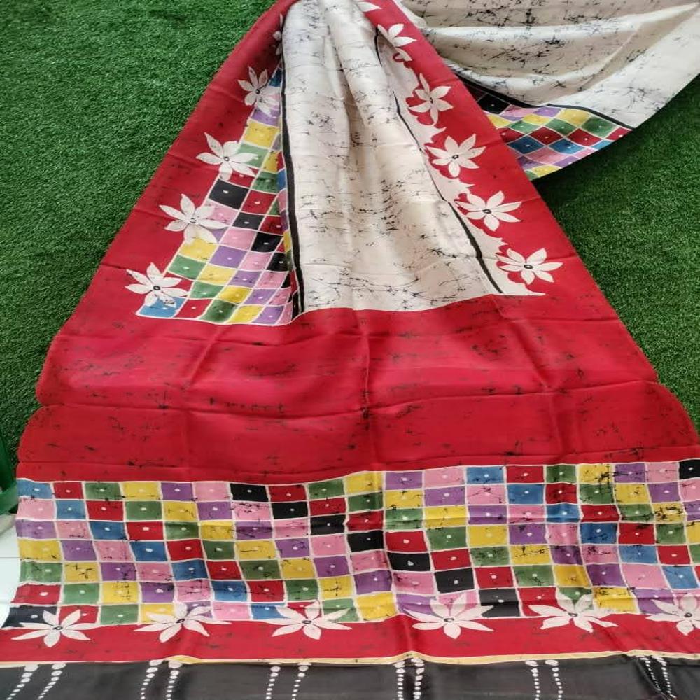 Pure Silk Hand Batik Saree - Gender: Female