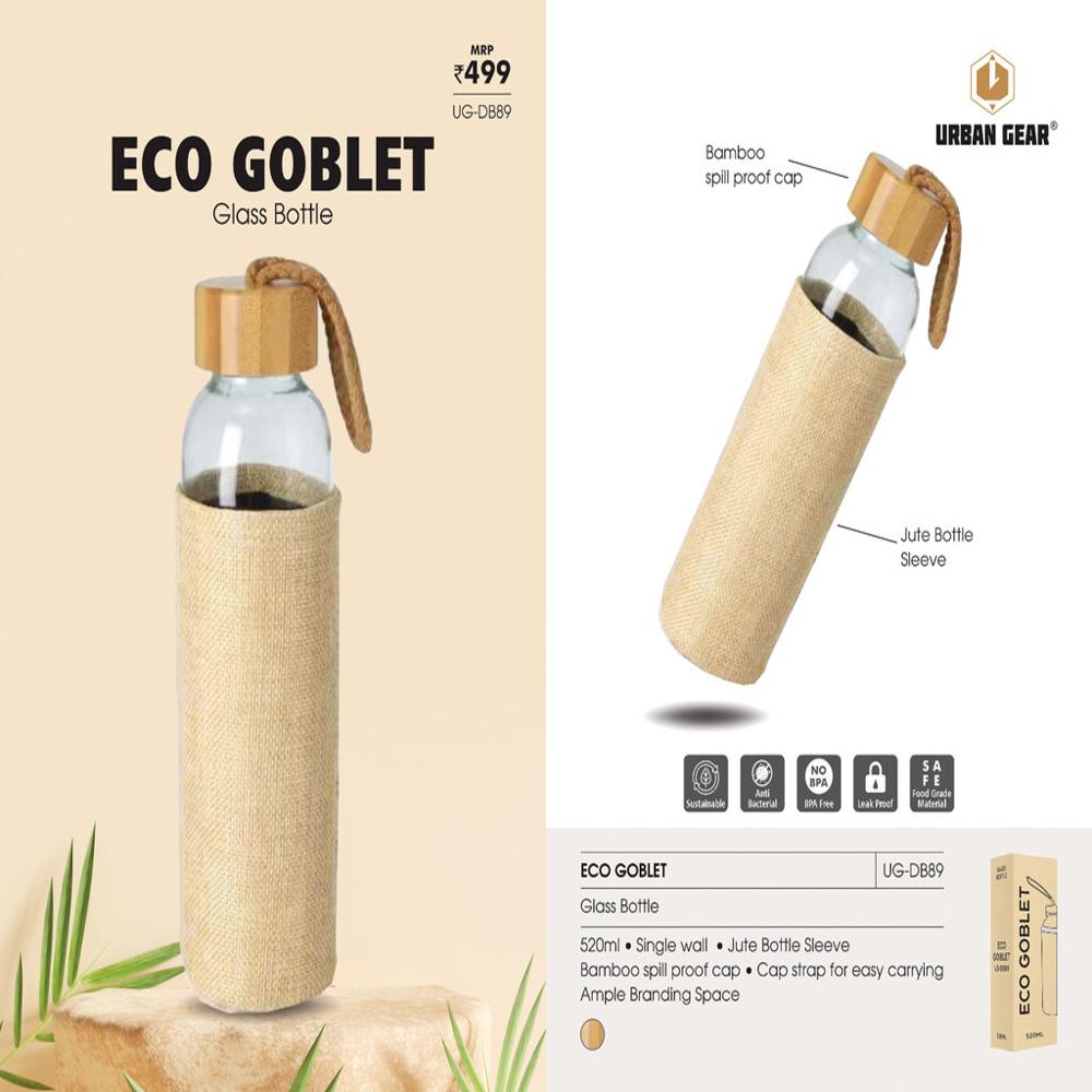 Borosilicate Glass Water Bottle with Bamboo Dori Lid and Jute Cover