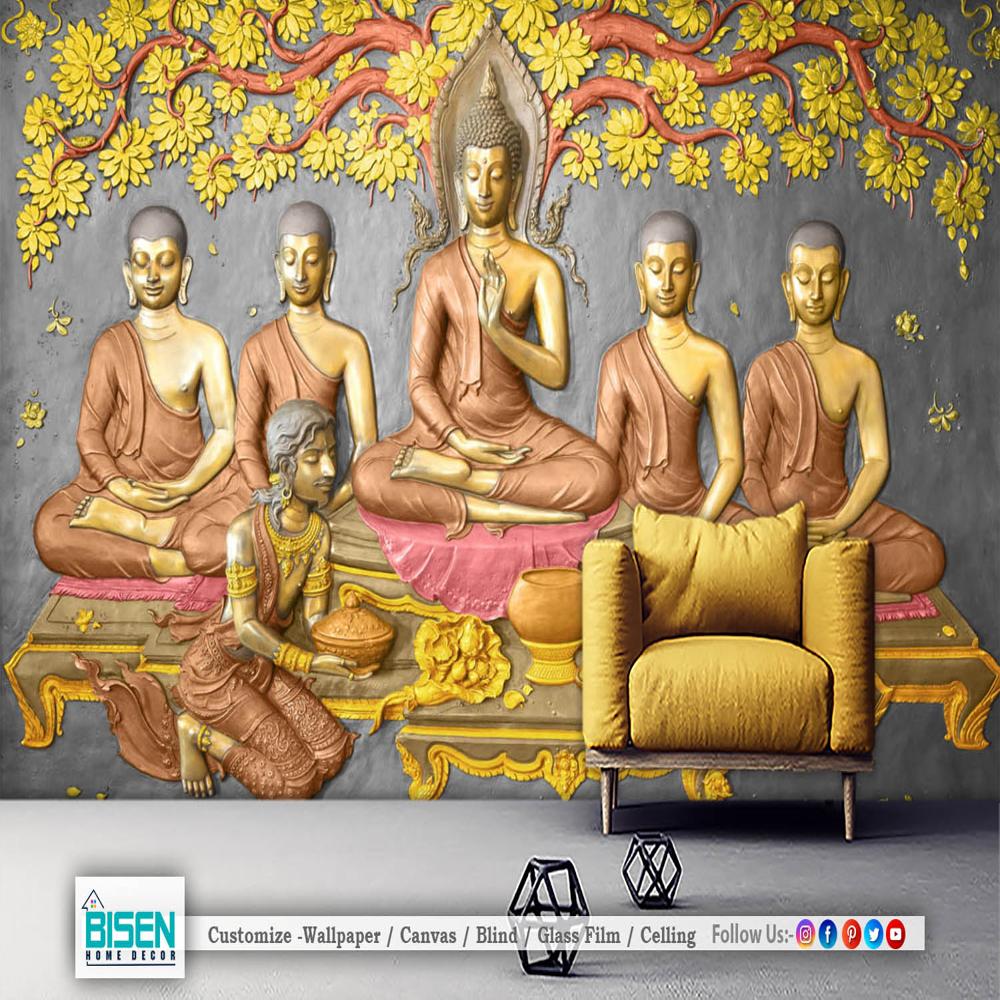 Lord Buddha Wallpaper - Material: Non Woven